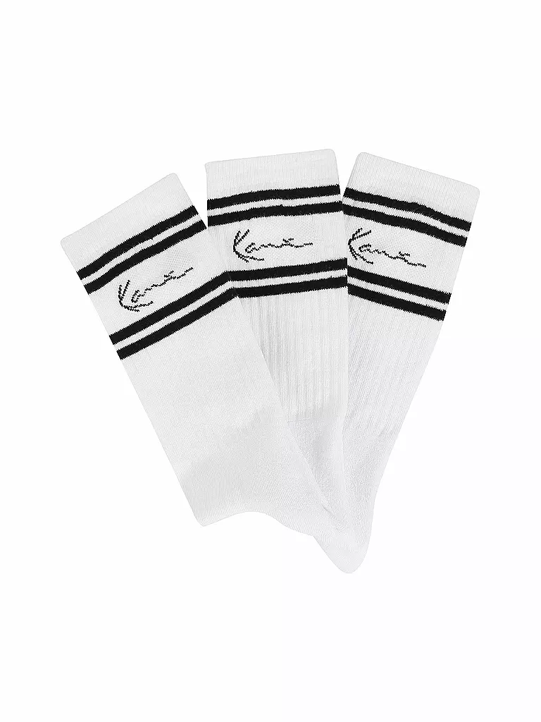 KARL KANI | Socken Signature Stripe 3-er Pkg. white black | Blanco