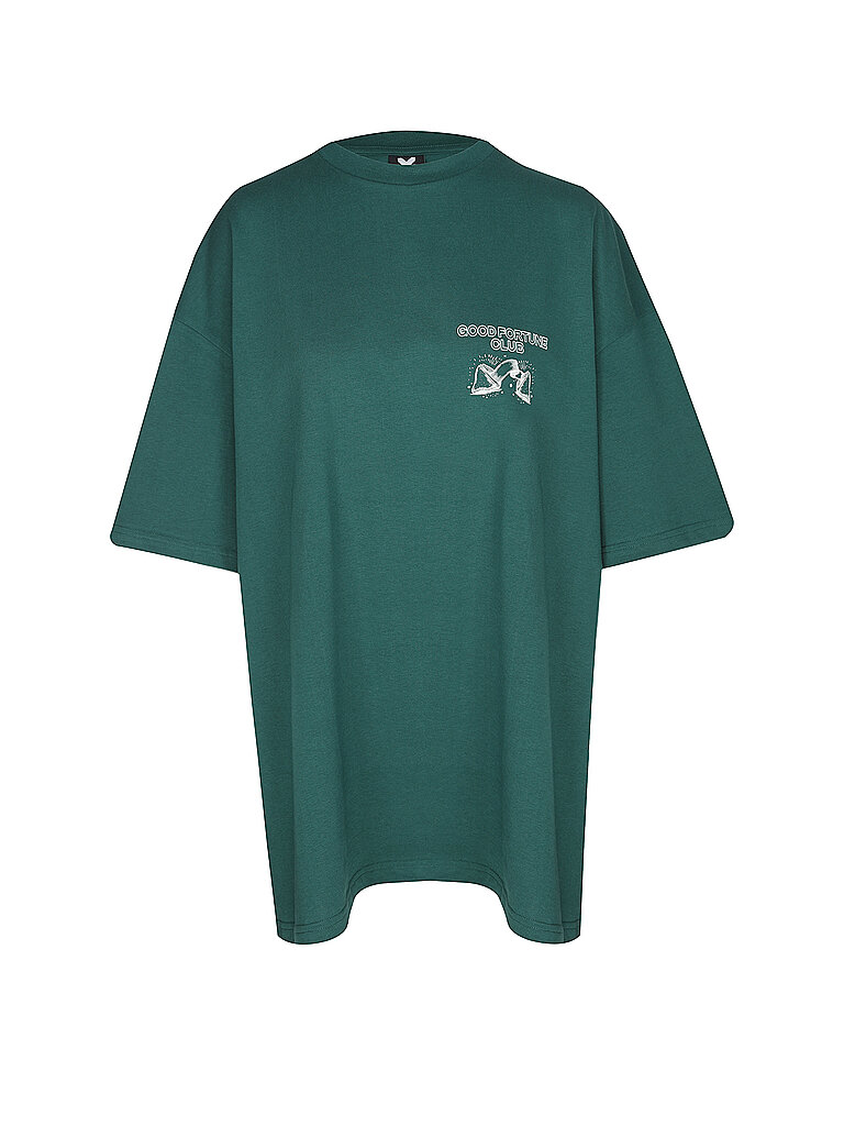 Karo Kauer Camiseta de corte oversized GOOD FORTUNE verde oscuro