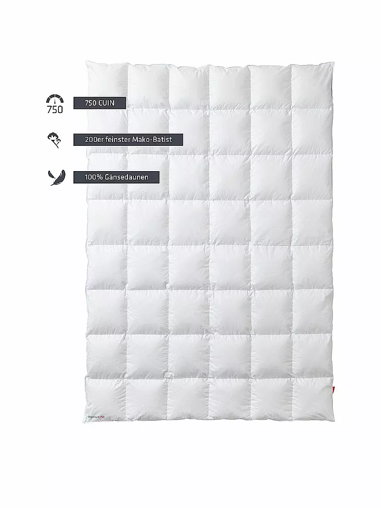 KAUFFMANN | Edredón de plumón "Premium 750" 140x200cm 530g Cálido | Blanco