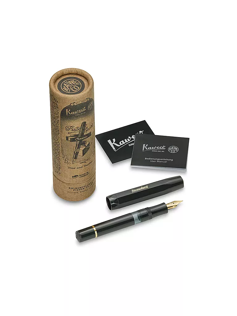 KAWECO | Pluma estilográfica Piston Sport Classic Black/Gold F | 