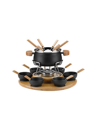 KELA | Carrusel de fondue Natura 23 piezas 1,2 l Negro/Haya