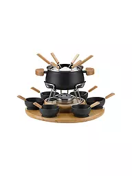 KELA | Carrusel de fondue Natura 23 piezas 1,2 l Negro/Haya | Negro