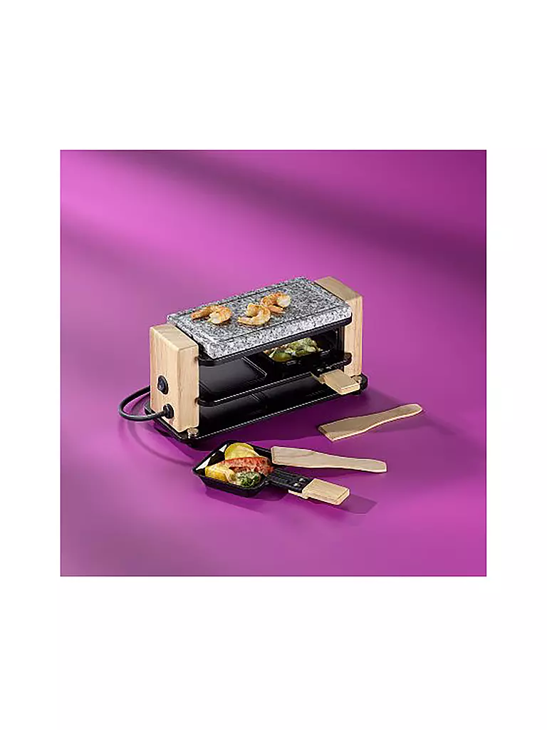 KELA | Raclette Hot Stone BEDRETTO para 2 personas Granito / Madera | Gris