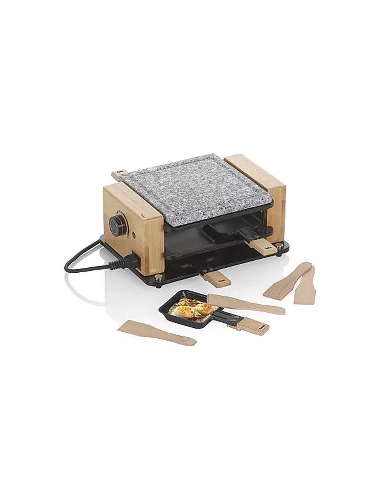 KELA | Raclette Hot Stone BEDRETTO para 4 personas Granito / Madera | Gris