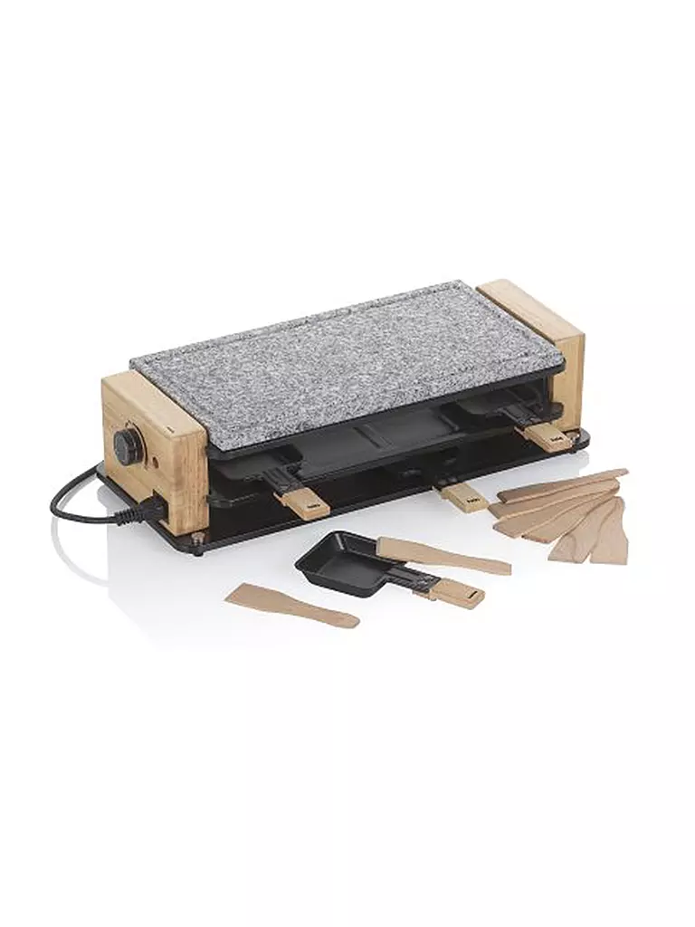 KELA | Raclette Hot Stone BEDRETTO para 8 personas Granito / Madera | Gris