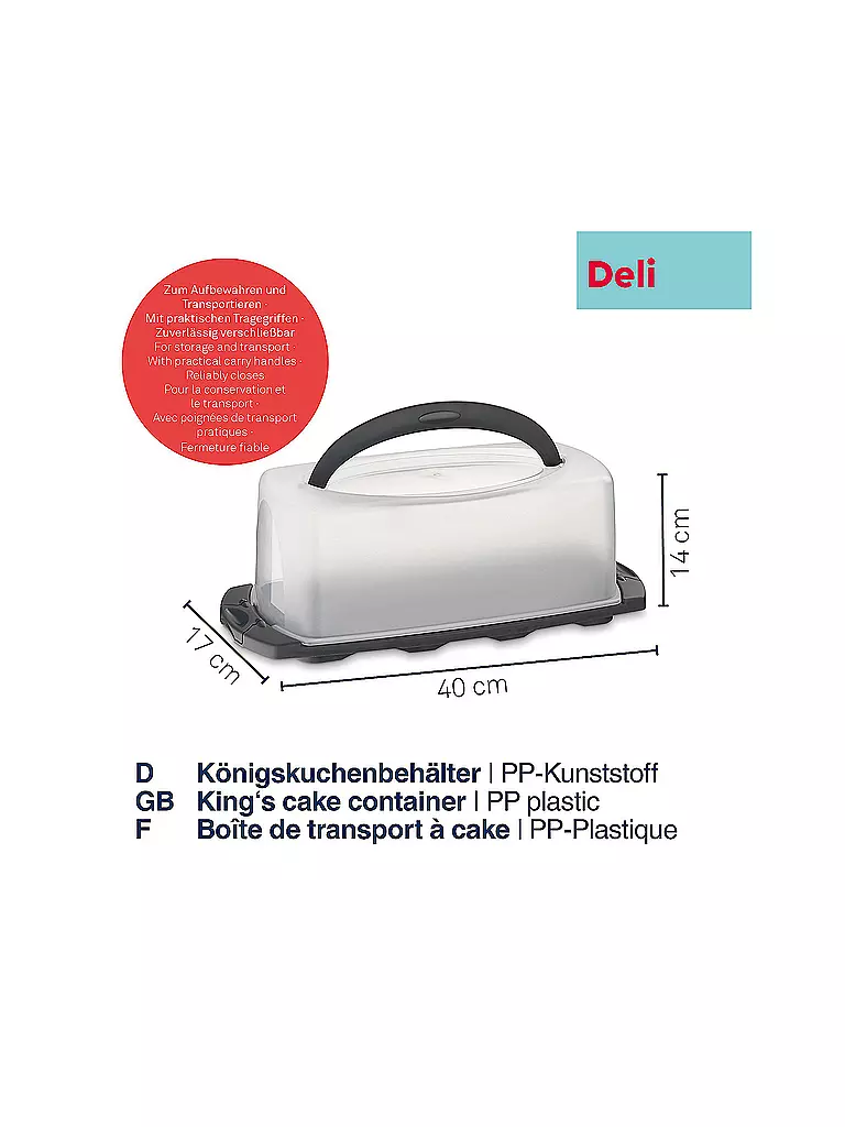 KELA | Recipiente para pastel König DELI 40cm Gris grafito | Gris