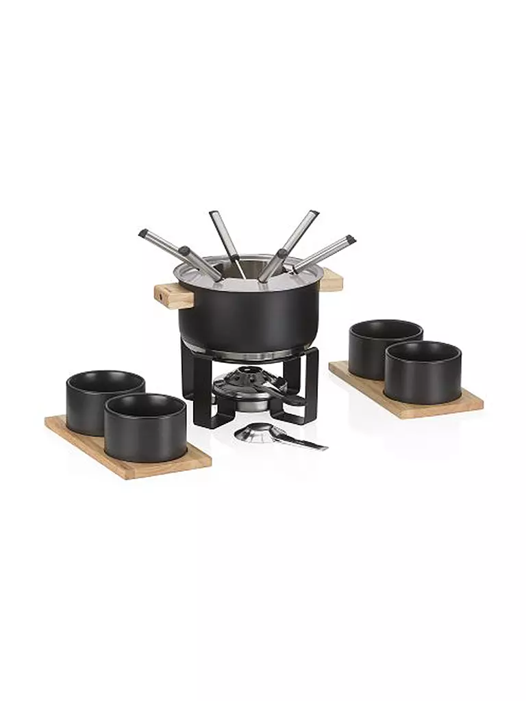 KELA | Set de fondue 16 piezas GUNTEN negro/acero inoxidable | Negro