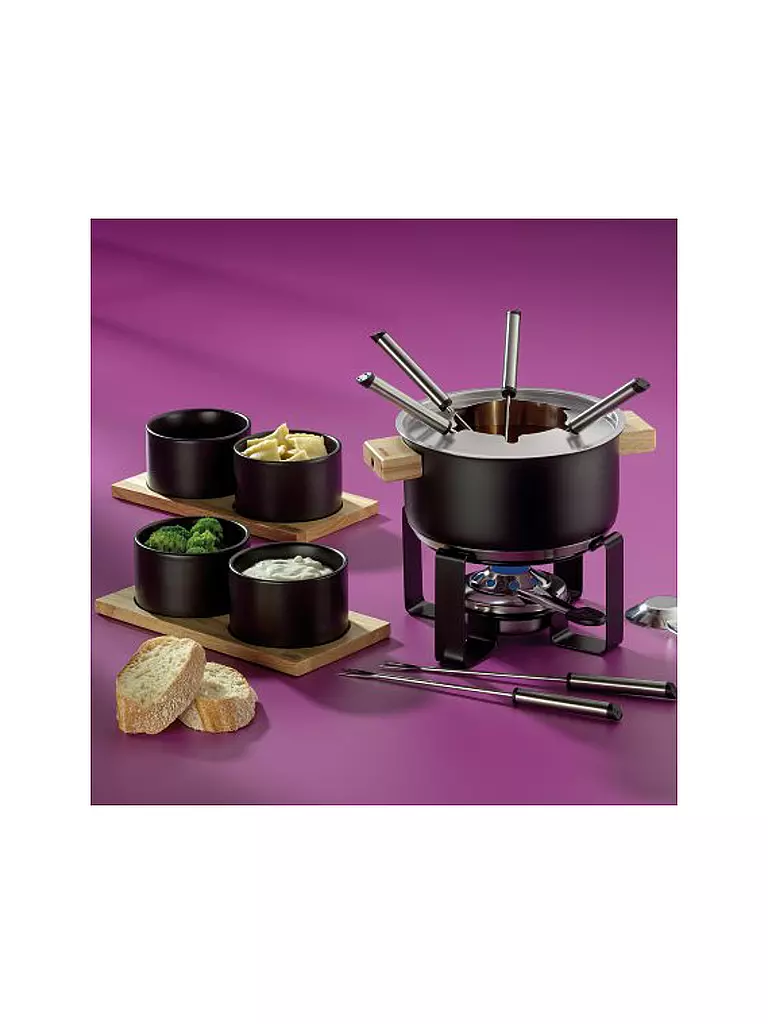 KELA | Set de fondue 16 piezas GUNTEN negro/acero inoxidable | Negro