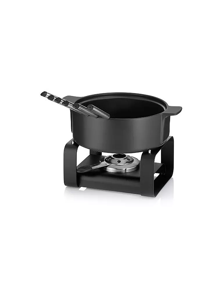 KELA | Set de fondue de queso de 9 piezas ROMAN Cerámica Negro | Negro