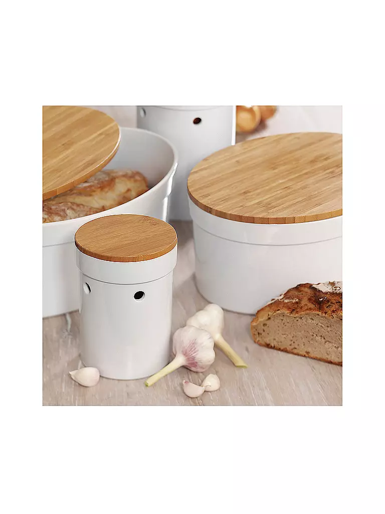 KELA | Tarro de ajos SALENA 12cm Cerámica Blanco | Blanco