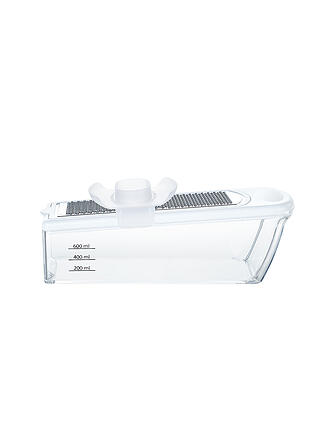 KELOMAT | Rallador universal con 4 insertos transparente blanco / acero inoxidable