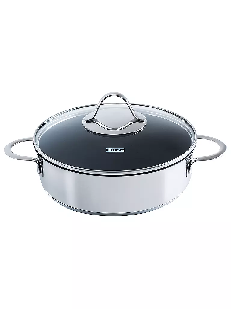 KELOMAT | Cacerola con tapa Perfekt 24cm Acero inoxidable Antiadherente | Plata