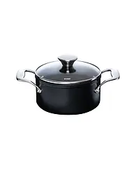 KELOMAT | Cacerola para carne con tapa de vidrio 16cm/1,6l NUOVO Cerámica/Antiadherente | Negro