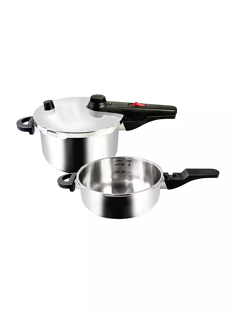 KELOMAT | Juego de olla a presión 22cm 4,5+3,0L | Plata