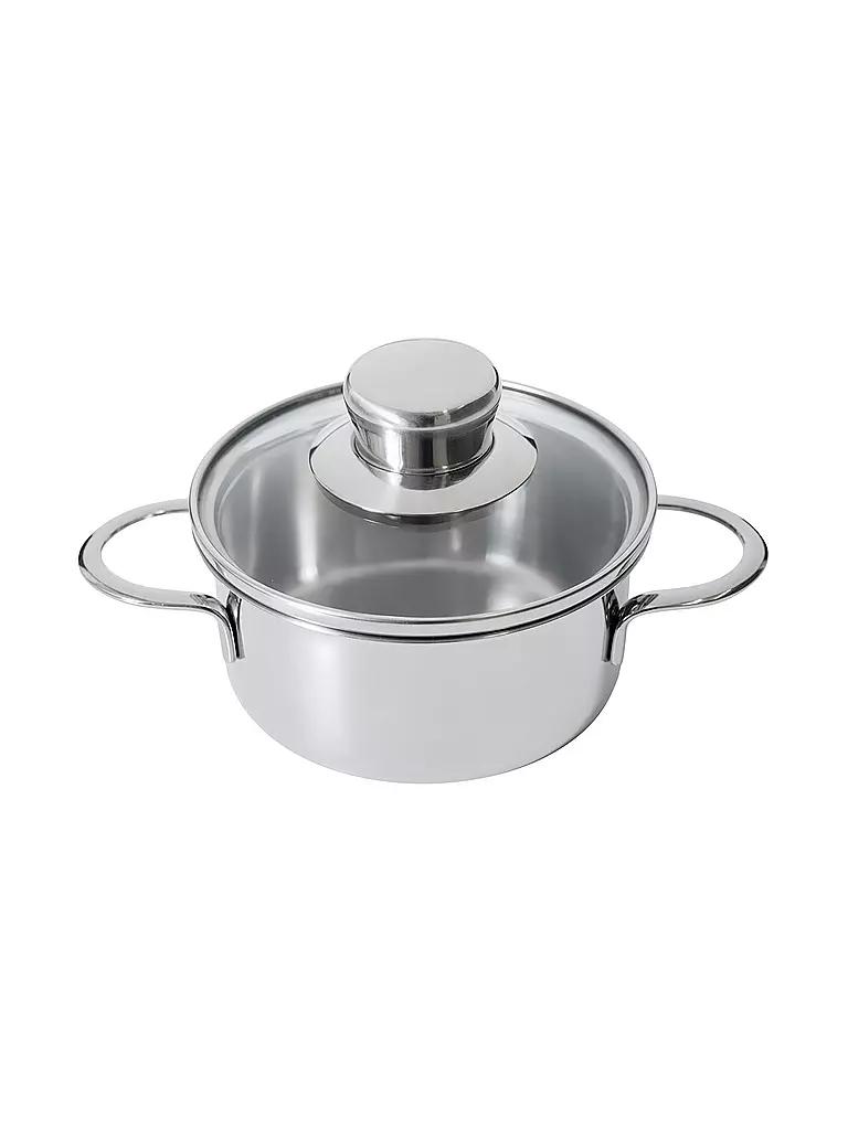 KELOMAT | MINI Cacerola con tapa de vidrio, 12 cm, acero inoxidable | Plata