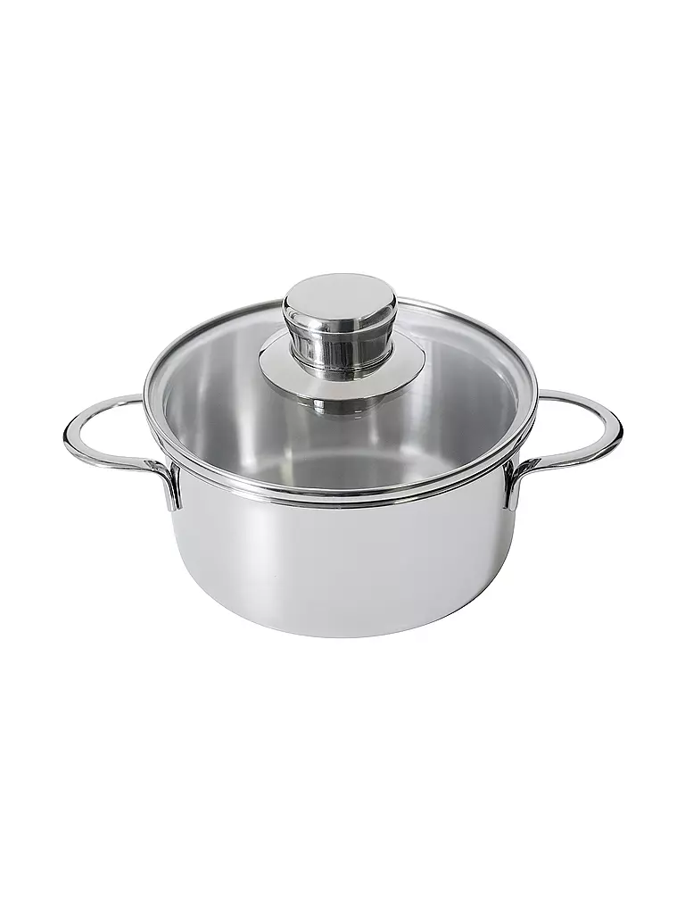KELOMAT | MINI Cacerola para asar con tapa de vidrio 14 cm | Plata