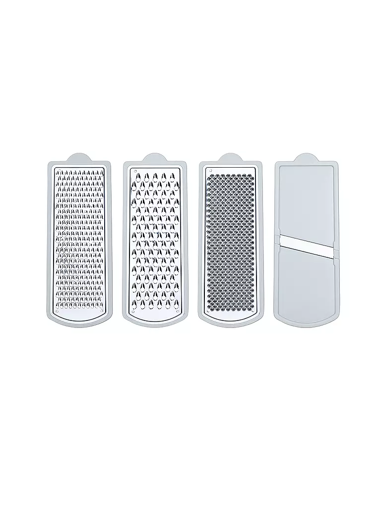 KELOMAT | Rallador universal con 4 insertos transparente blanco / acero inoxidable | Transparente