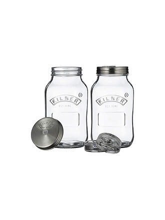 KILNER | Set de fermentación con 2 tarros de vidrio de 1 l / acero inoxidable