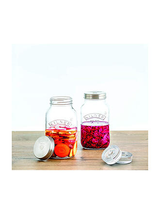 KILNER | Set de fermentación con 2 tarros de vidrio de 1 l / acero inoxidable