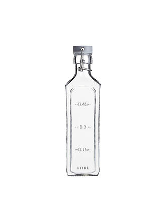 KILNER | Botella de vidrio con cierre de ballesta, 600 ml, vidrio cuadrado