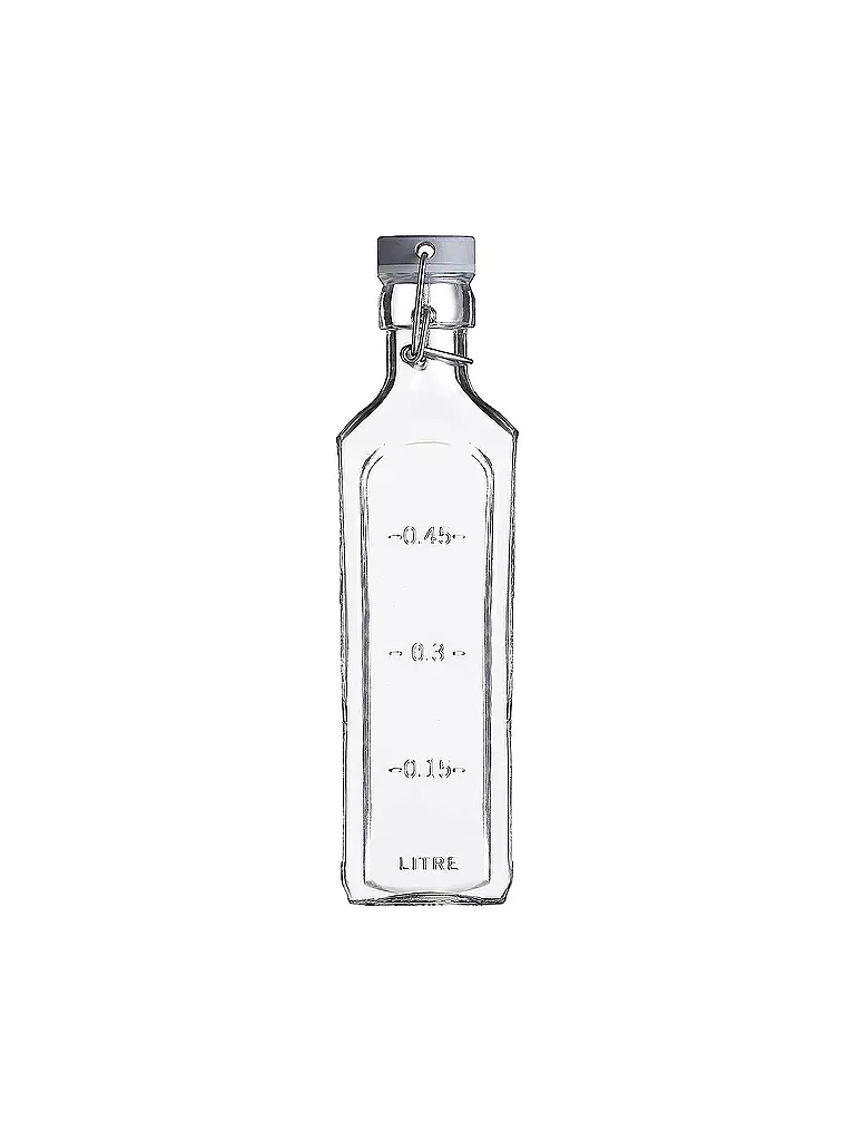 KILNER | Botella de vidrio con cierre de ballesta, 600 ml, vidrio cuadrado | Transparente