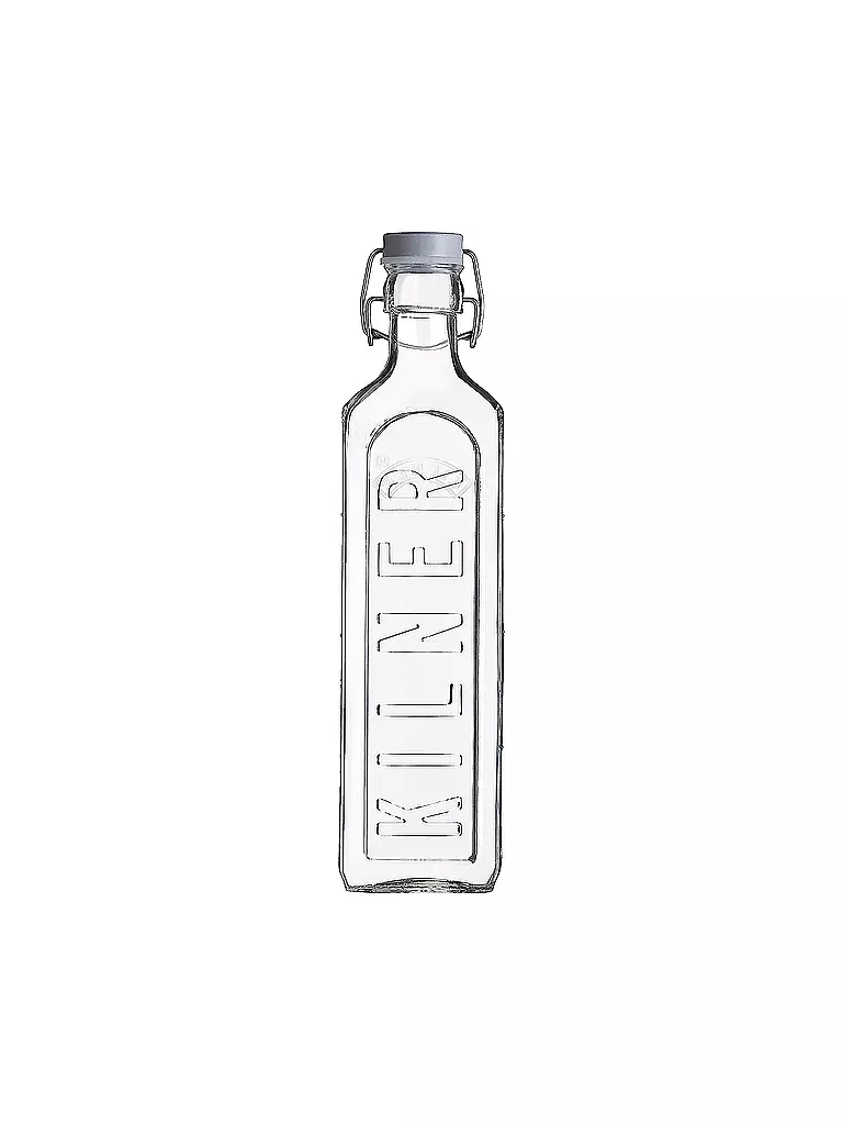 KILNER | Botella de vidrio con cierre de ballesta de 1 l, vidrio cuadrado | Transparente