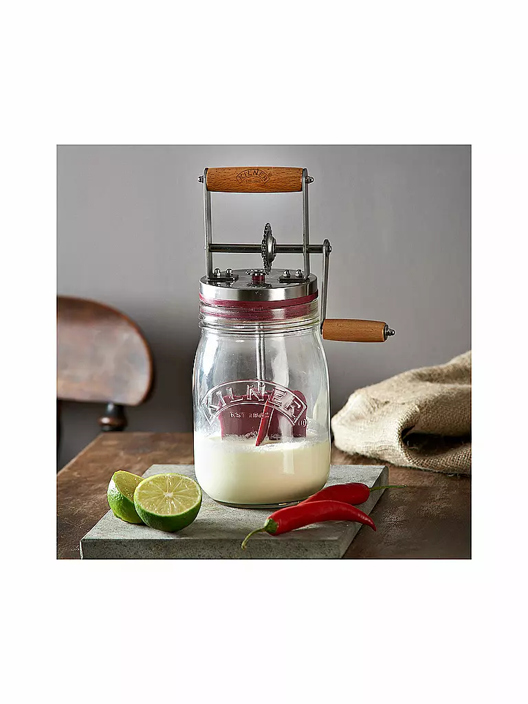 KILNER | Mantequera con manivela 1l vidrio/acero inoxidable | Transparente