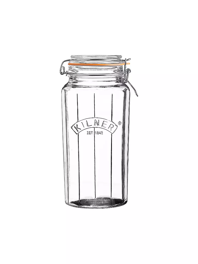 KILNER | Tarro de vidrio con clip Kilner facetado de 1,8 l | Transparente