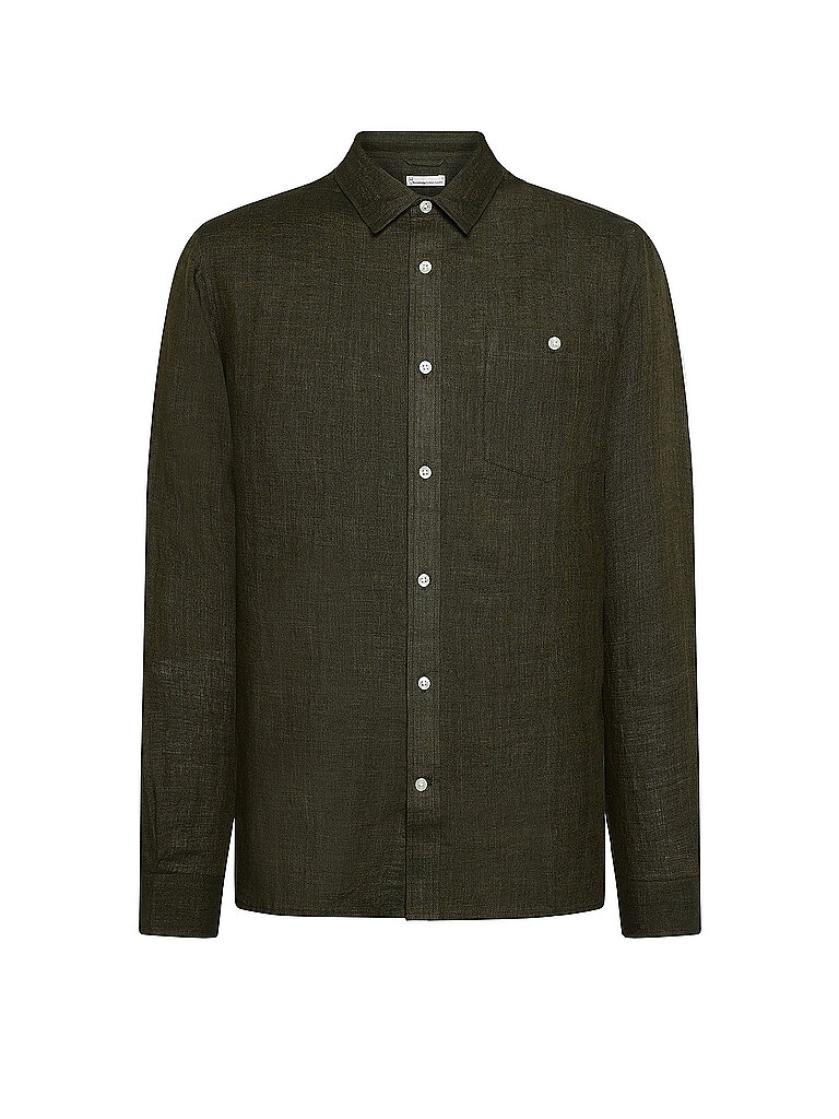 Knowledge Cotton Apparel Camisa de lino oliva