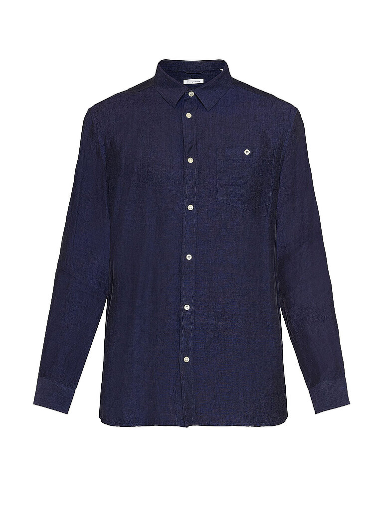 Camisa de lino azul oscuro S