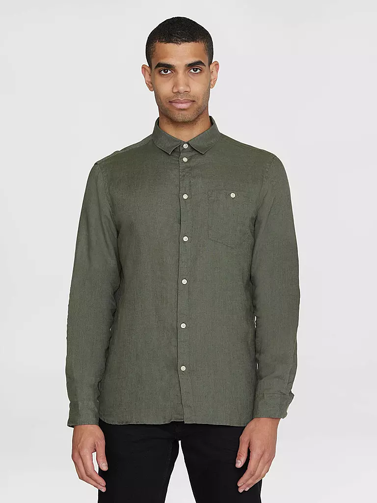 KNOWLEDGE COTTON APPAREL | Camisa de lino | Oliva