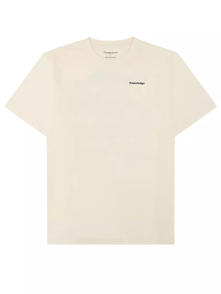 KNOWLEDGE COTTON APPAREL | Camiseta BACKPRINT MOUNTAIN | Crema