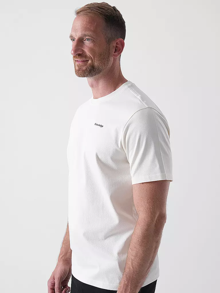 KNOWLEDGE COTTON APPAREL | Camiseta BACKPRINT MOUNTAIN | Crema
