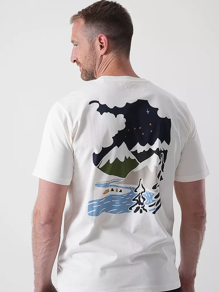 KNOWLEDGE COTTON APPAREL | Camiseta BACKPRINT MOUNTAIN | Crema