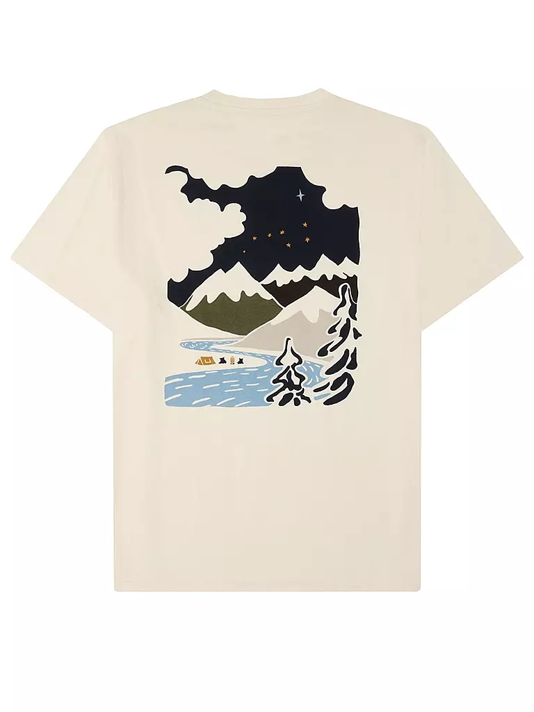 KNOWLEDGE COTTON APPAREL | Camiseta BACKPRINT MOUNTAIN | Crema