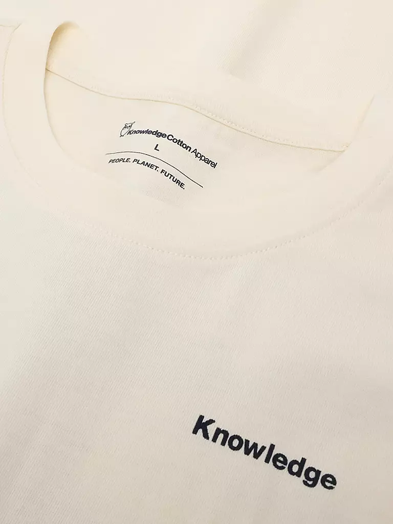 KNOWLEDGE COTTON APPAREL | Camiseta BACKPRINT MOUNTAIN | Crema
