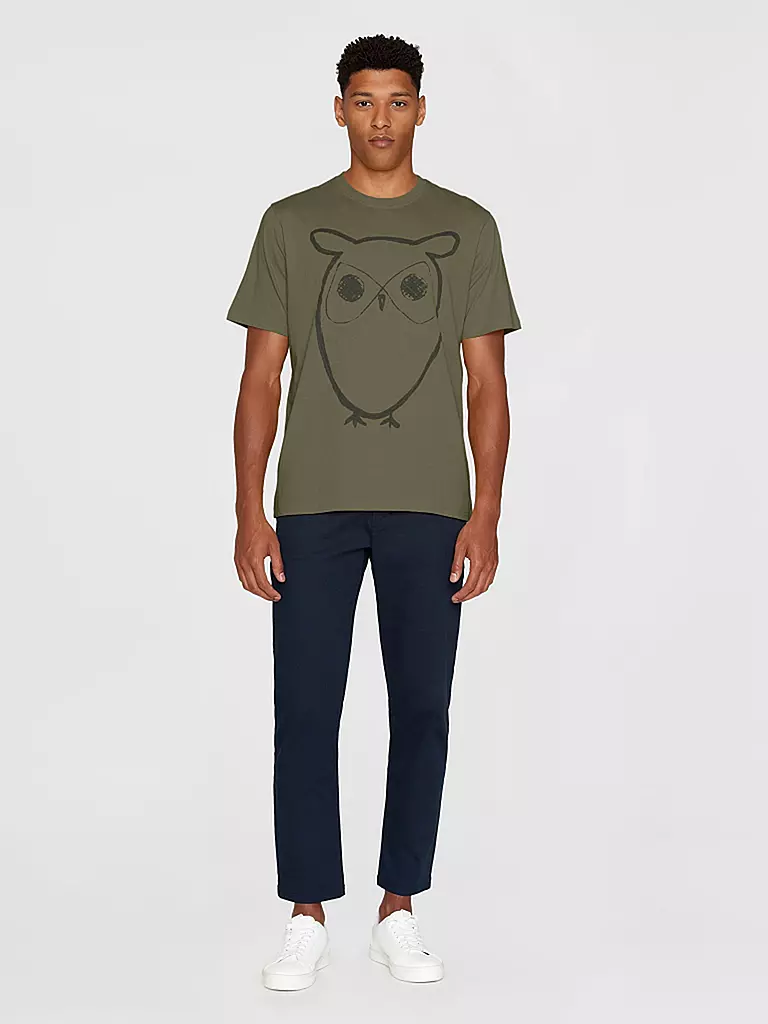 KNOWLEDGE COTTON APPAREL | Camiseta BIG OWL | Oliva