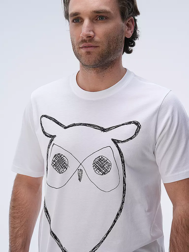 KNOWLEDGE COTTON APPAREL | Camiseta BIG OWL | Blanco
