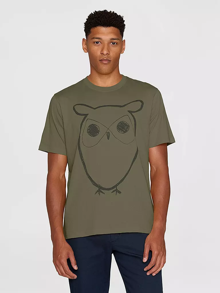 KNOWLEDGE COTTON APPAREL | Camiseta BIG OWL | Oliva