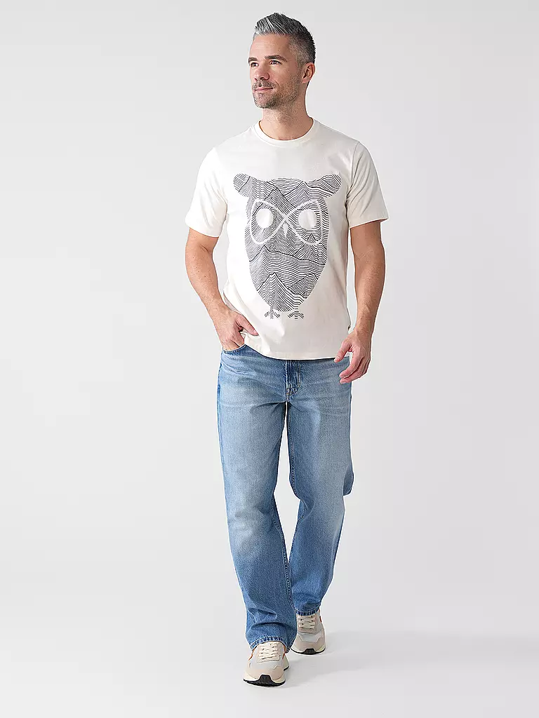KNOWLEDGE COTTON APPAREL | Camiseta OWL LINES | Crema