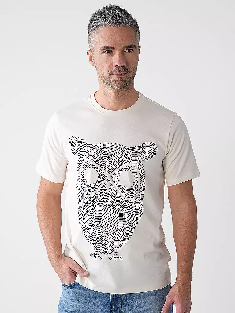 KNOWLEDGE COTTON APPAREL | Camiseta OWL LINES | Crema