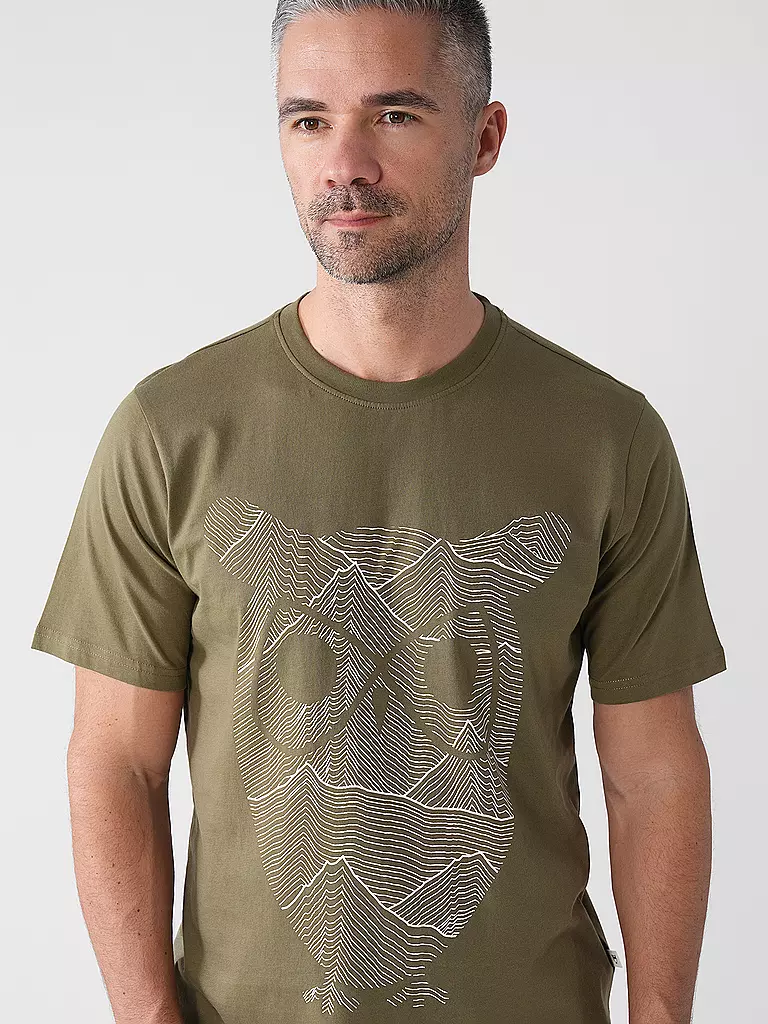 KNOWLEDGE COTTON APPAREL | Camiseta OWL LINES | Oliva