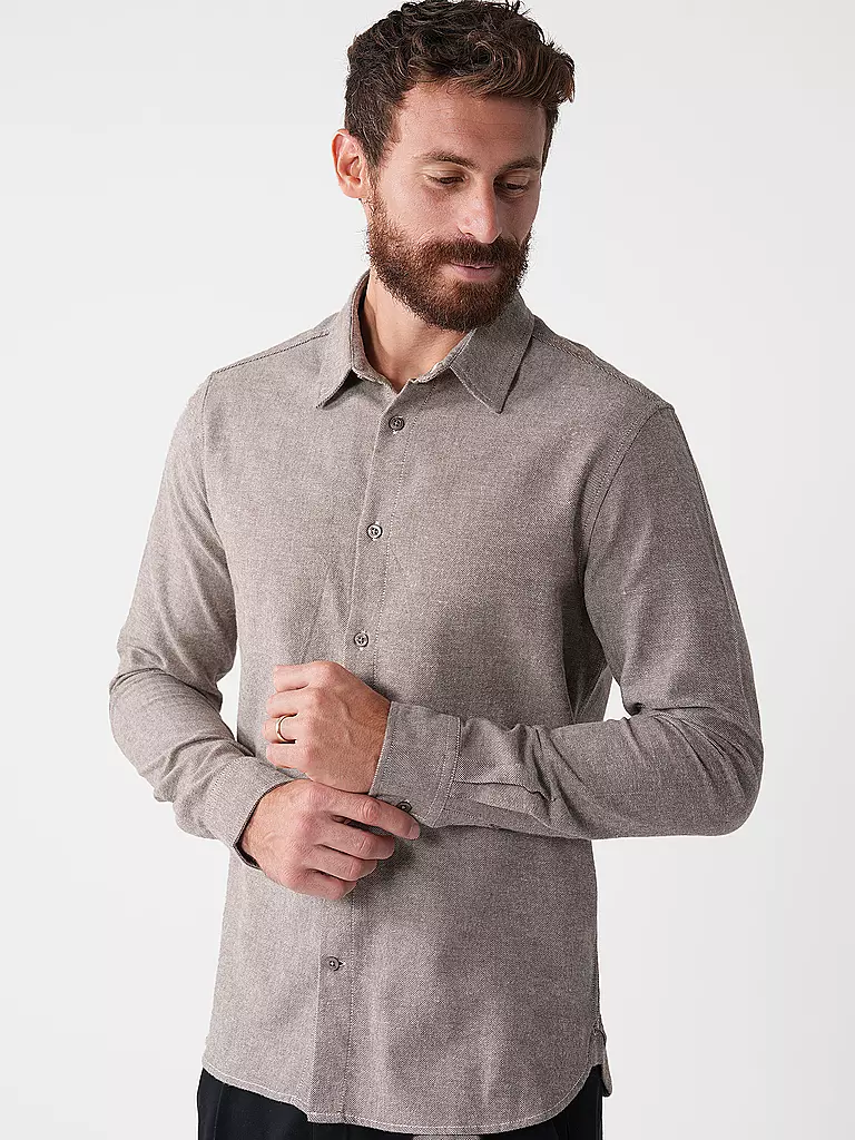 KNOWLEDGE COTTON APPAREL | Flanellhemd Slim Fit | Gris claro
