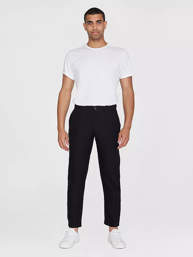 KNOWLEDGE COTTON APPAREL | Leinenchino Loose Fit CHUCK | Negro