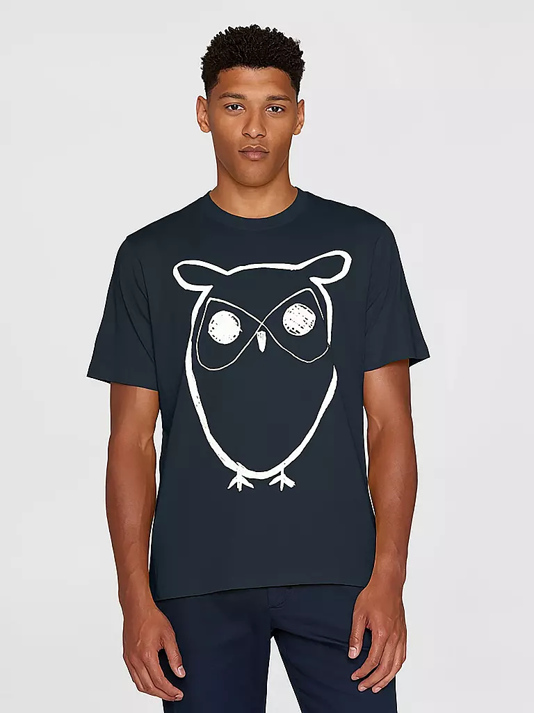 KNOWLEDGE COTTON APPAREL | T-Shirt BIG OWL | Azul