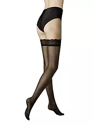 KUNERT | Halterlose Strümpfe LACE NET black | Negro