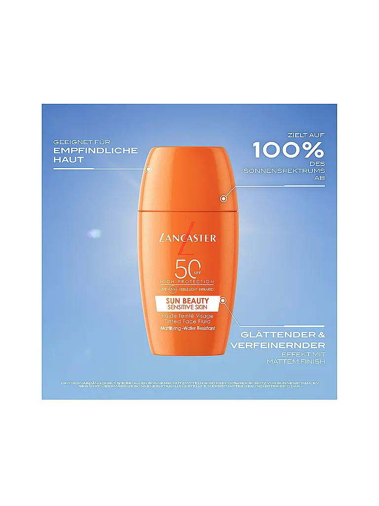 LANCASTER | Sun Sensitive Fluido Matificante con Color SPF50 30ml | Sin color