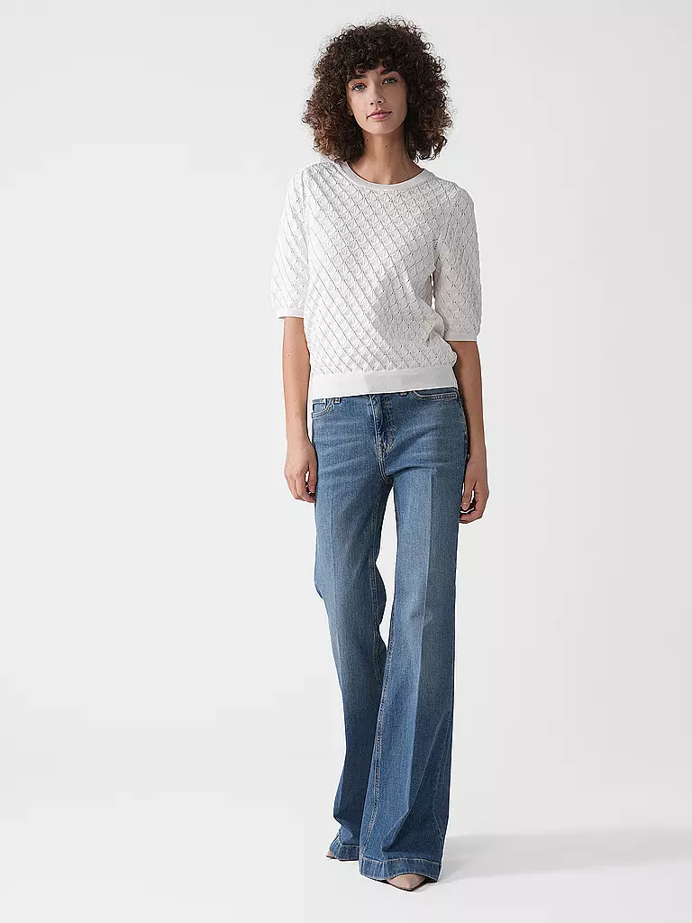 LANIUS | Nombre del producto: Jersey
Marca: LANIUS
Color: crema
Categorías: Moda, Mujer

Largo de la manga: Manga corta
Escote: Cuello redondo
Material: Algodón
Diseño: Liso
Corte (Prenda superior): Regular
Estilo: Pure
Detalles: Patrón de punto | Crema