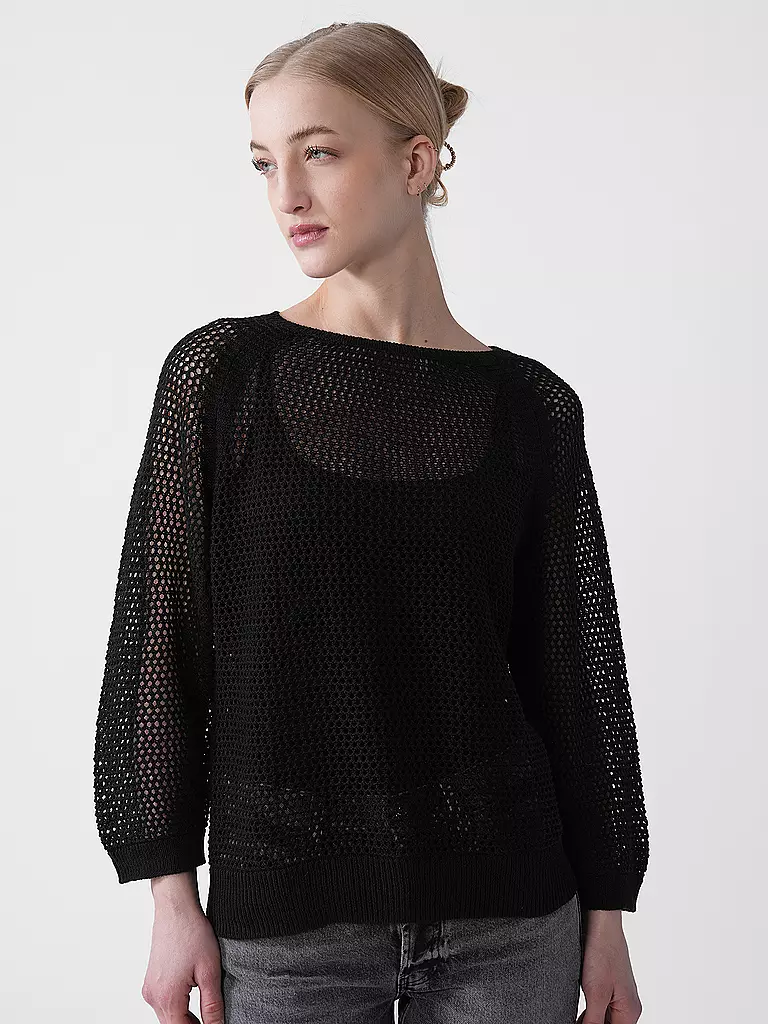 LANIUS | Pullover
Marca: LANIUS
Color: negro
Categorías: Moda,Mujer

Largo de manga: Manga 3/4
Escote: Cuello redondo
Material: Algodón,Lino
Diseño: Liso
Corte (Prenda superior): Regular
Estilo: Pure
Detalles: Patrón de punto | 