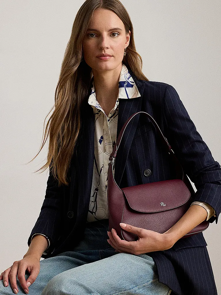 LAUREN RALPH LAUREN | Bolso de cuero - Bolso de hombro SCHYLAR Medium | Rojo oscuro